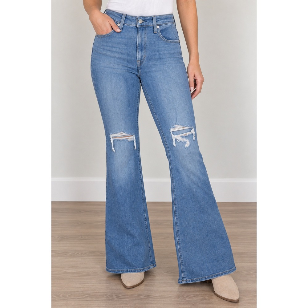 Levi's Jeans Women's 29 726 High Rise Flare Distressed Rodeo Western Cowgirl